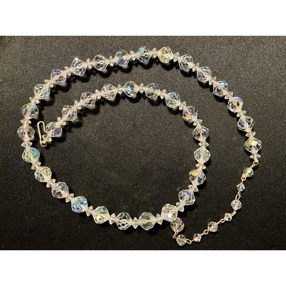 Vintage Aurora Borealis 18in Necklace 3in Ext Gold Plated Findings Clasp